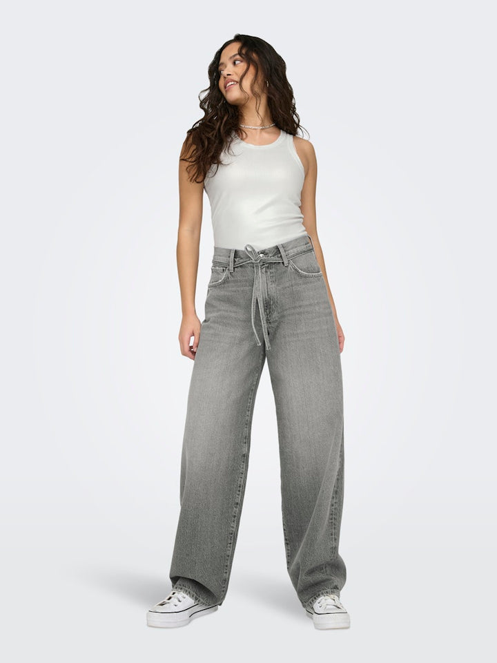Onlgianna Mw Straight Dot757 - Grey Denim