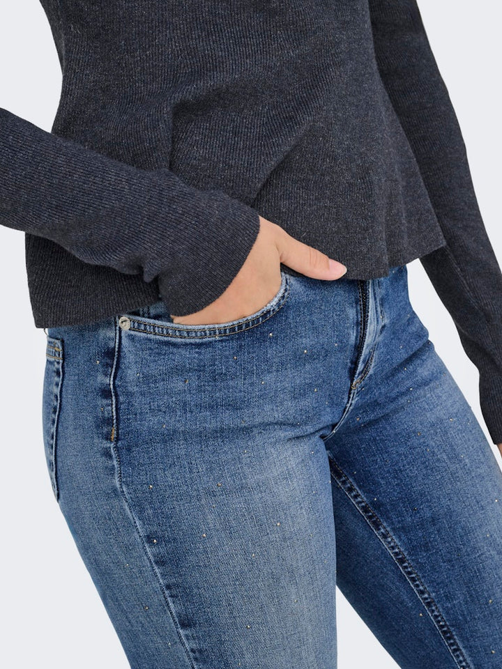 Onlblush Mw Fla Rhineston Dnm Tai885noos - Blue Denim