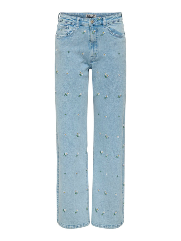 Onljuicy Hw Wide Emb Dnm Akm - Blue Denim