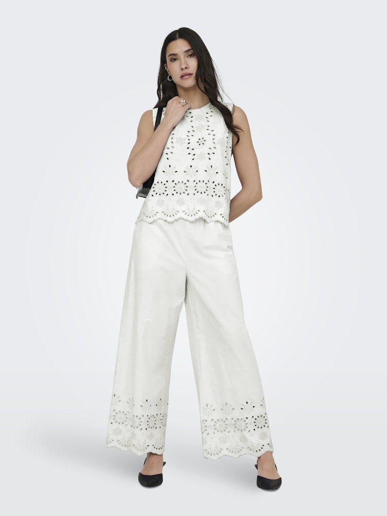 Jdymarina Hw Emb. Ankle Pant Wvn - Wit