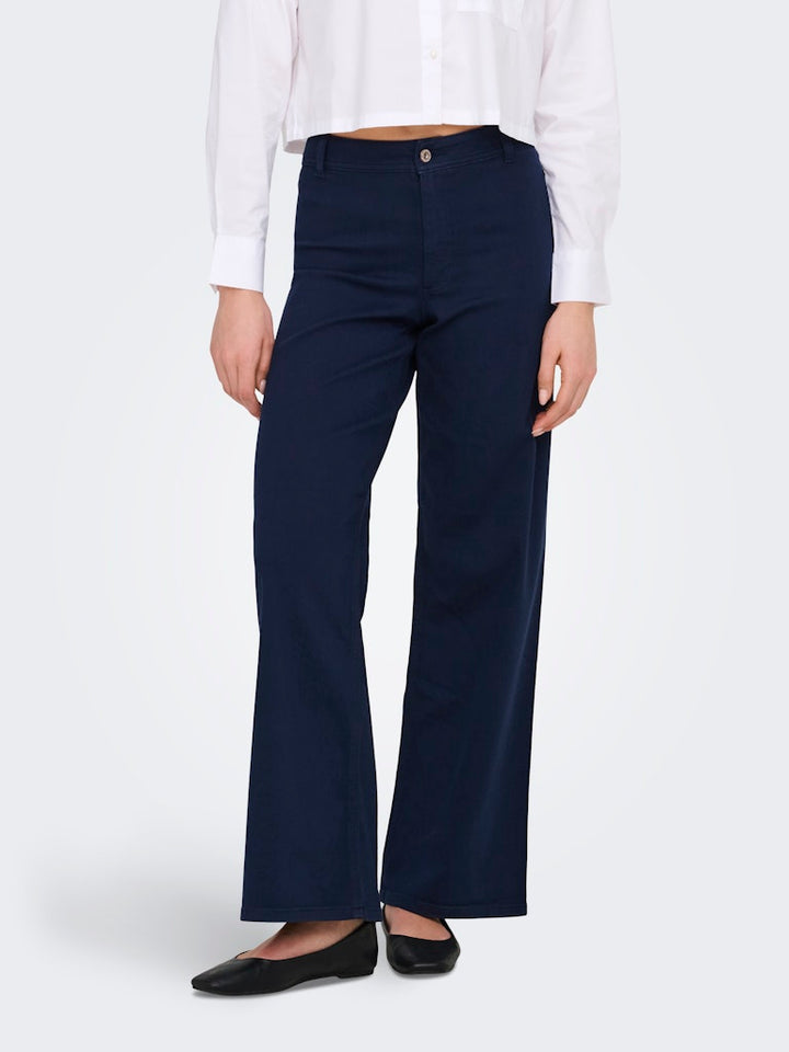 Jdyiris Stretch Hw Wide Pant Pnt Noos - Navy