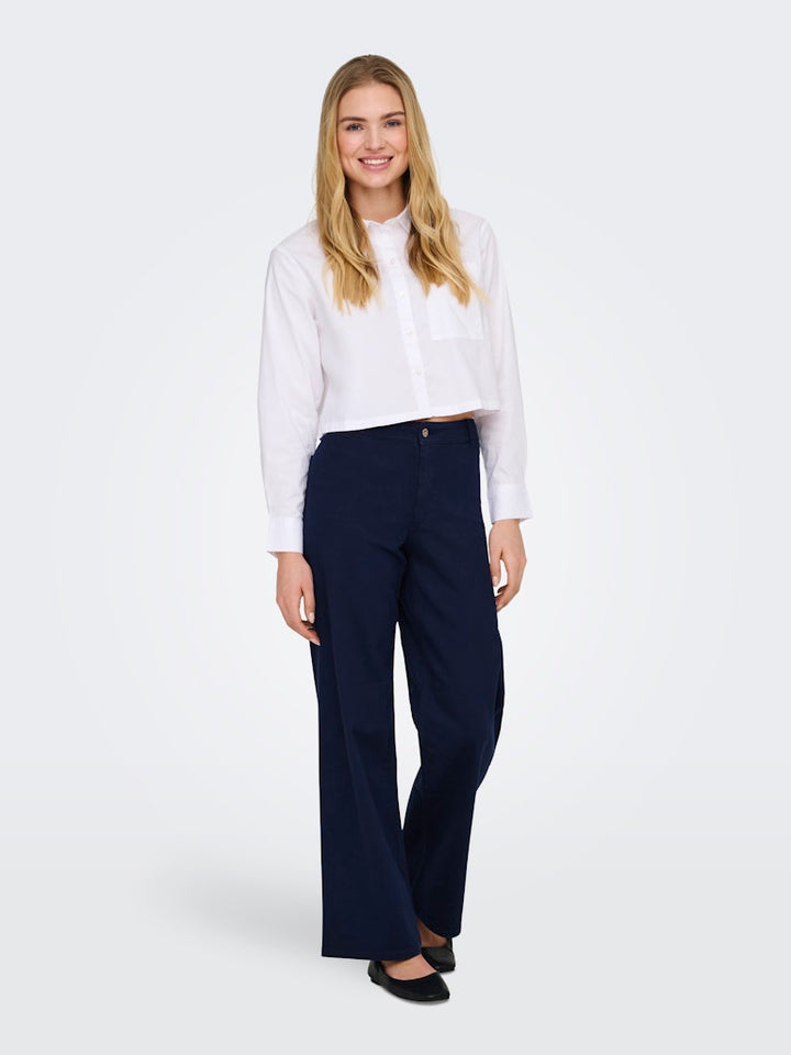 Jdyiris Stretch Hw Wide Pant Pnt Noos - Navy