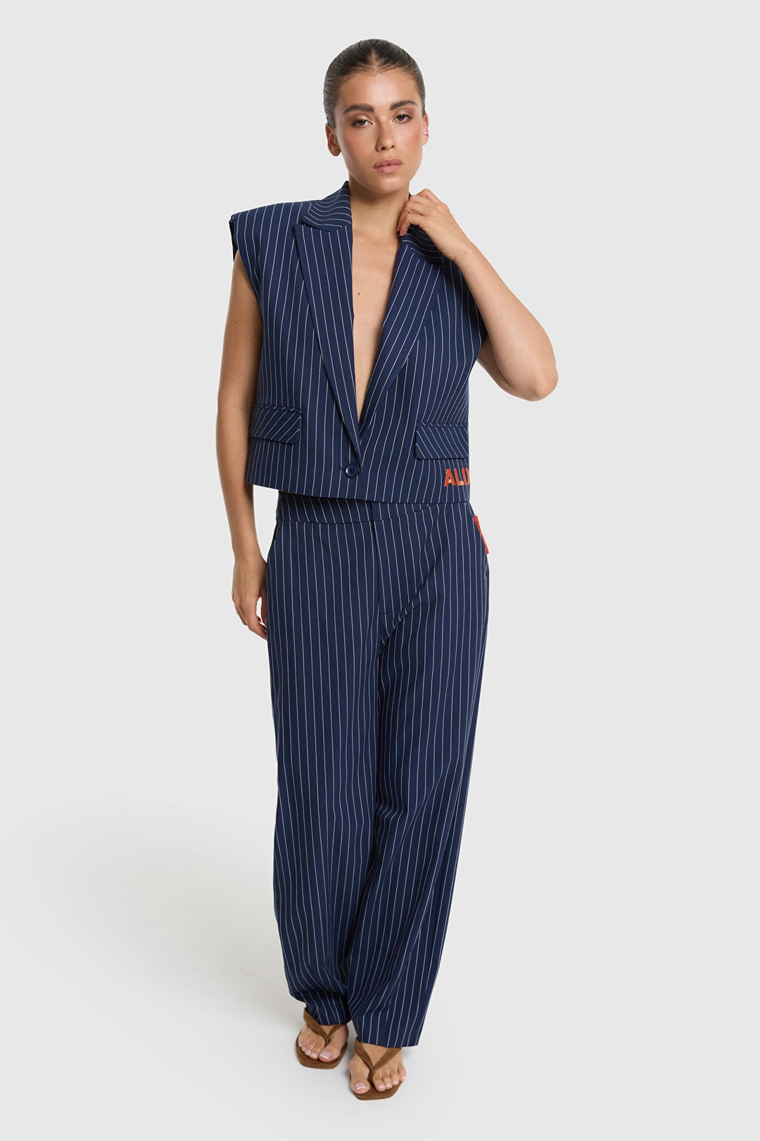 Striped Barrel Pant - Blauw Dessin