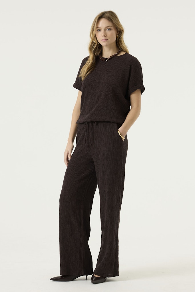 Garcia Lange Broek Met Structuur - Bruin