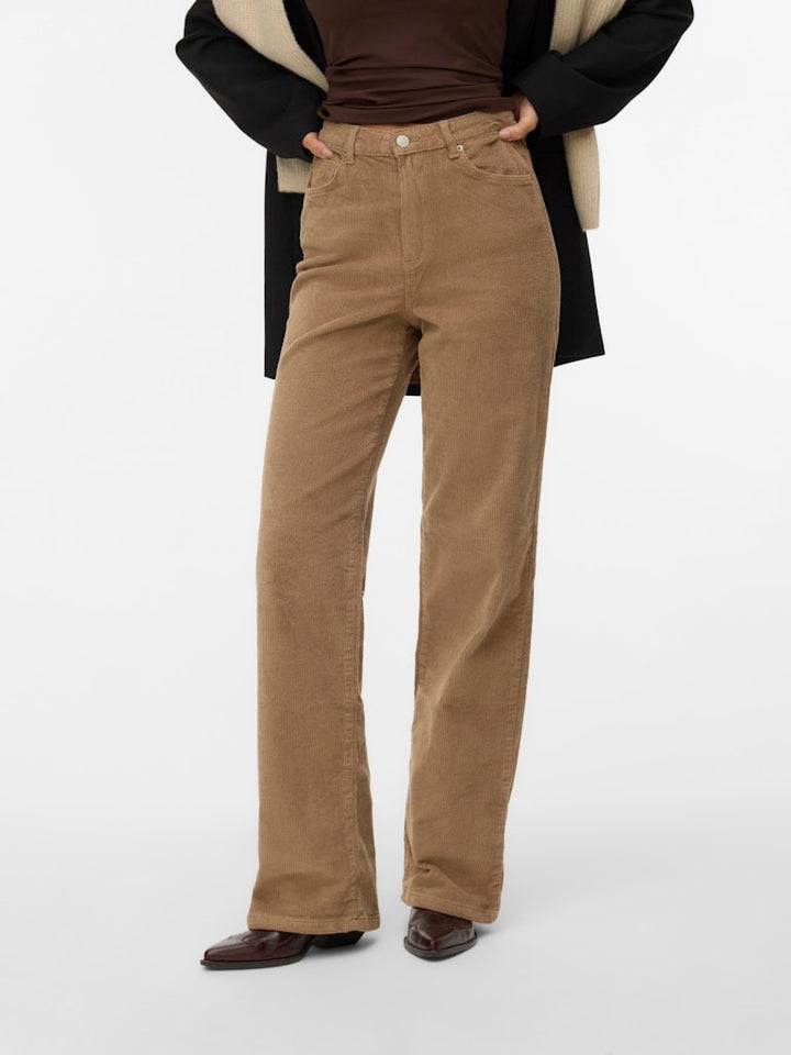 Vmtessa Hr Wide Corduroy Pants Noos - Licht Bruin