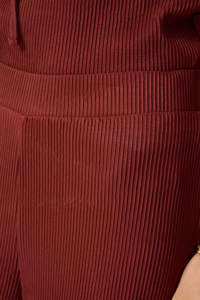 Lange Broek Met Streepstructuur - Brique