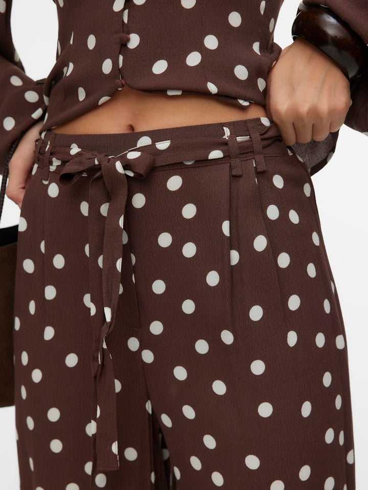 Vmelisa Nw Wide Tie Pant Wvn - Bruin Dessin