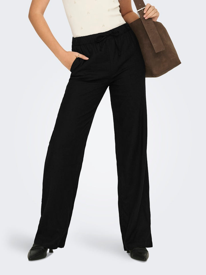 Onlgoa Mw Linen Bl Pull-up Pant Cc Pnt - Zwart
