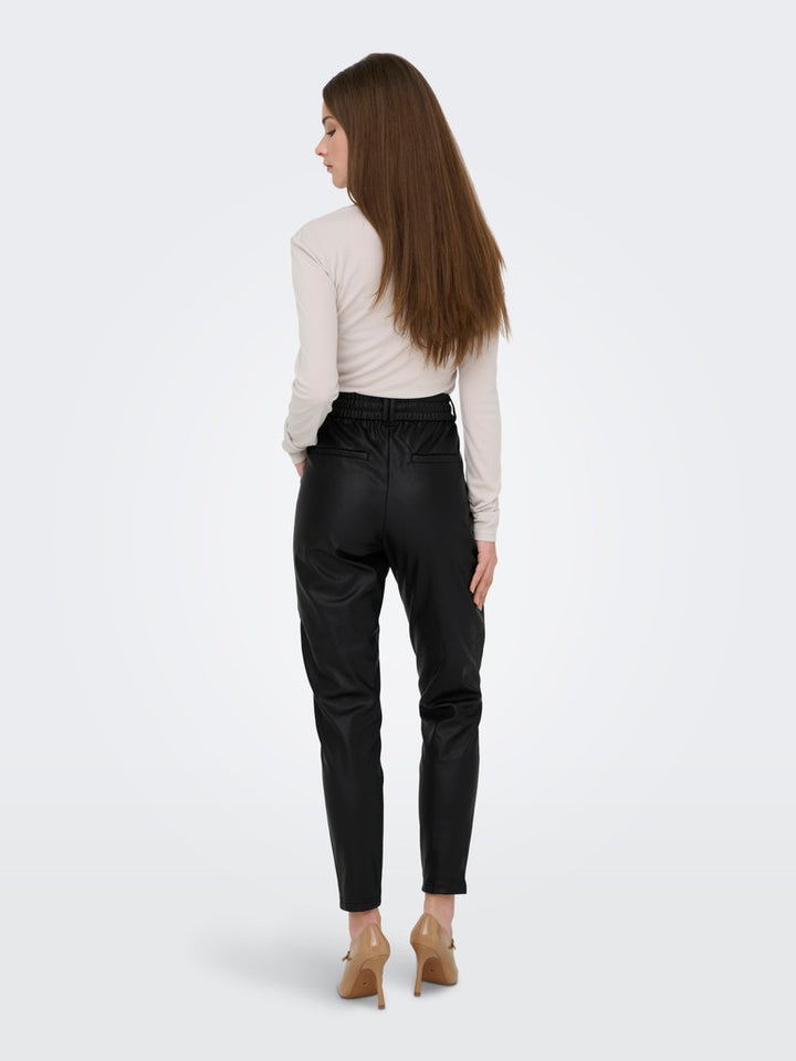 Onlpoptrash Easy Coated Pant Pnt No - Zwart