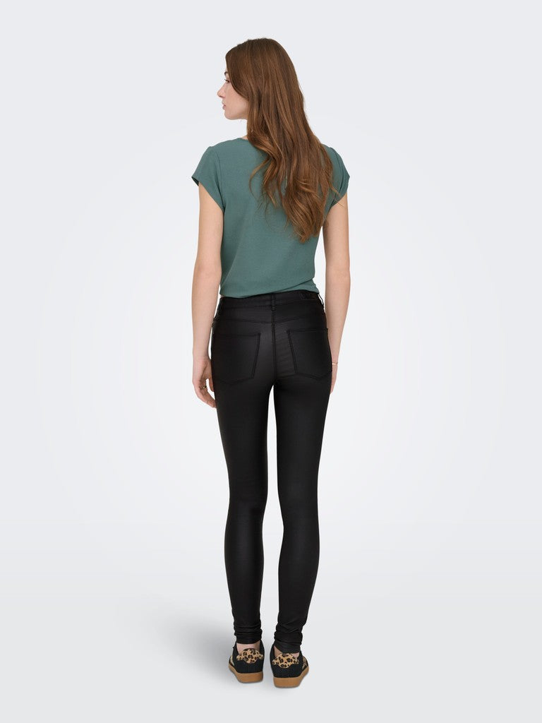 Onlanne K Mid Waist Coated Pnt Noos - Zwart