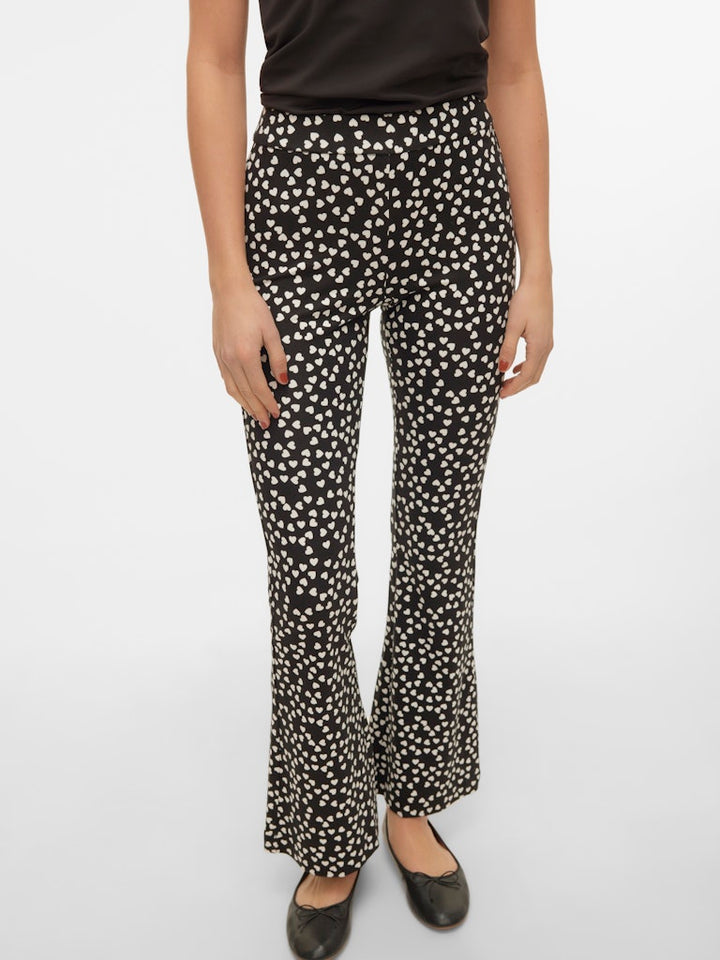 Vmkamma Mw Flared Jersey Print Pant - Zwart Dessin
