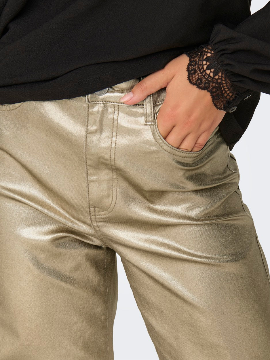 Onljuicy-viv Hw W Metal Coated Pant - Goudkleurig