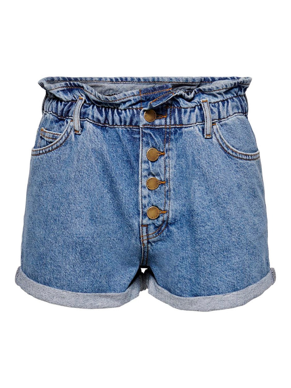 Onlcuba Life Paperbag Dnm Shorts No - Blue Denim