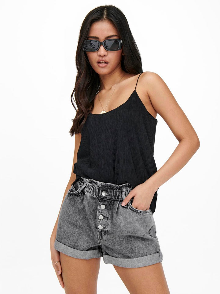 Onlcuba Paperbag Dnm Shorts Noos - Grey Denim