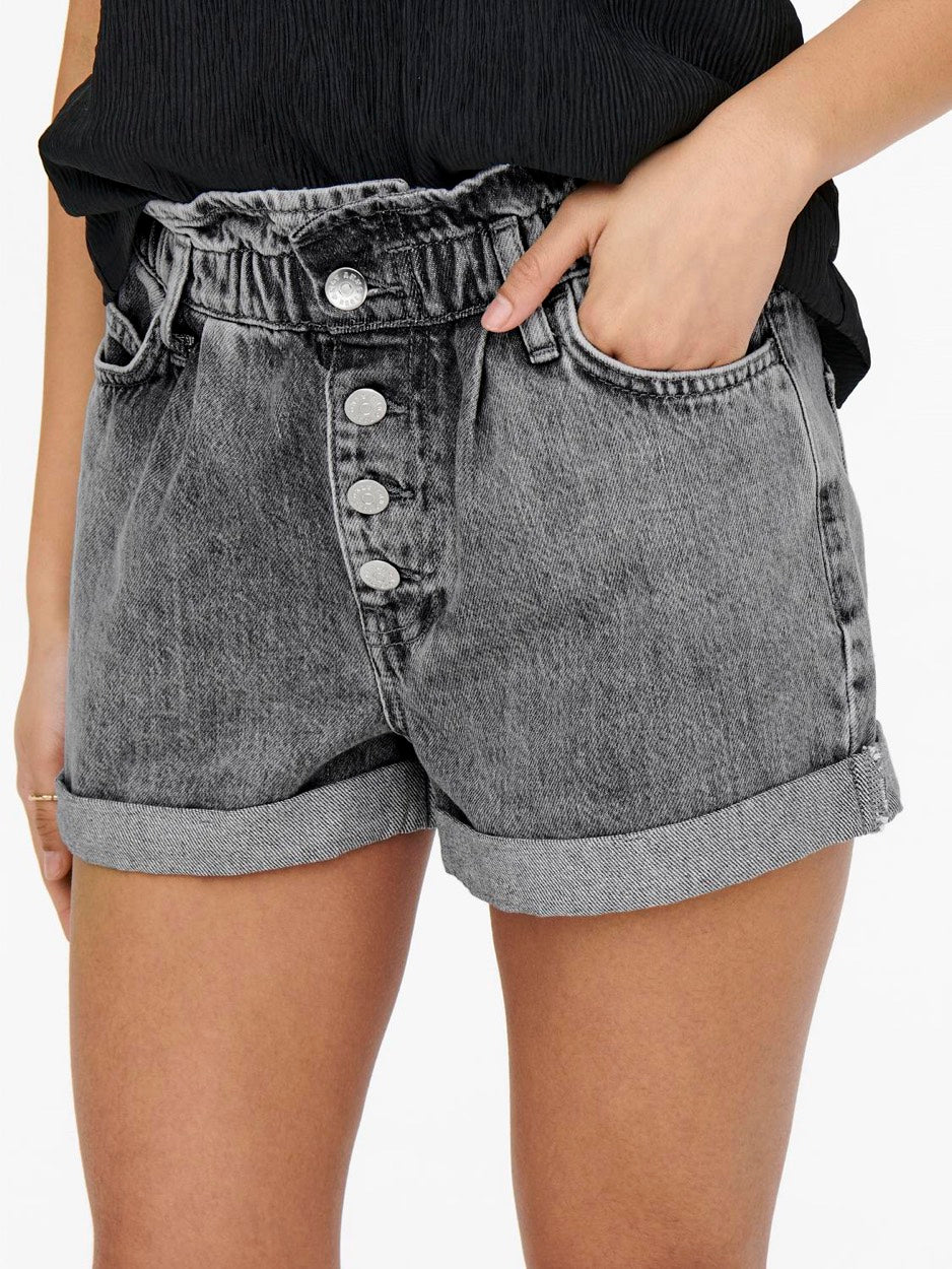 Onlcuba Paperbag Dnm Shorts Noos - Grey Denim