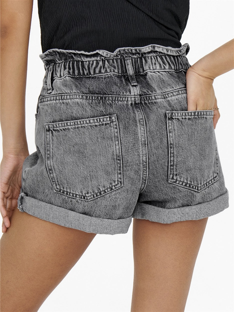 Onlcuba Paperbag Dnm Shorts Noos - Grey Denim