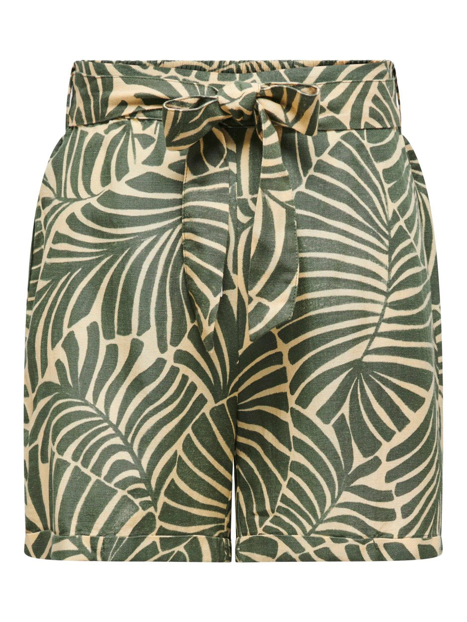 Onlcallie Linen Shorts Ptm - Groen Dessin