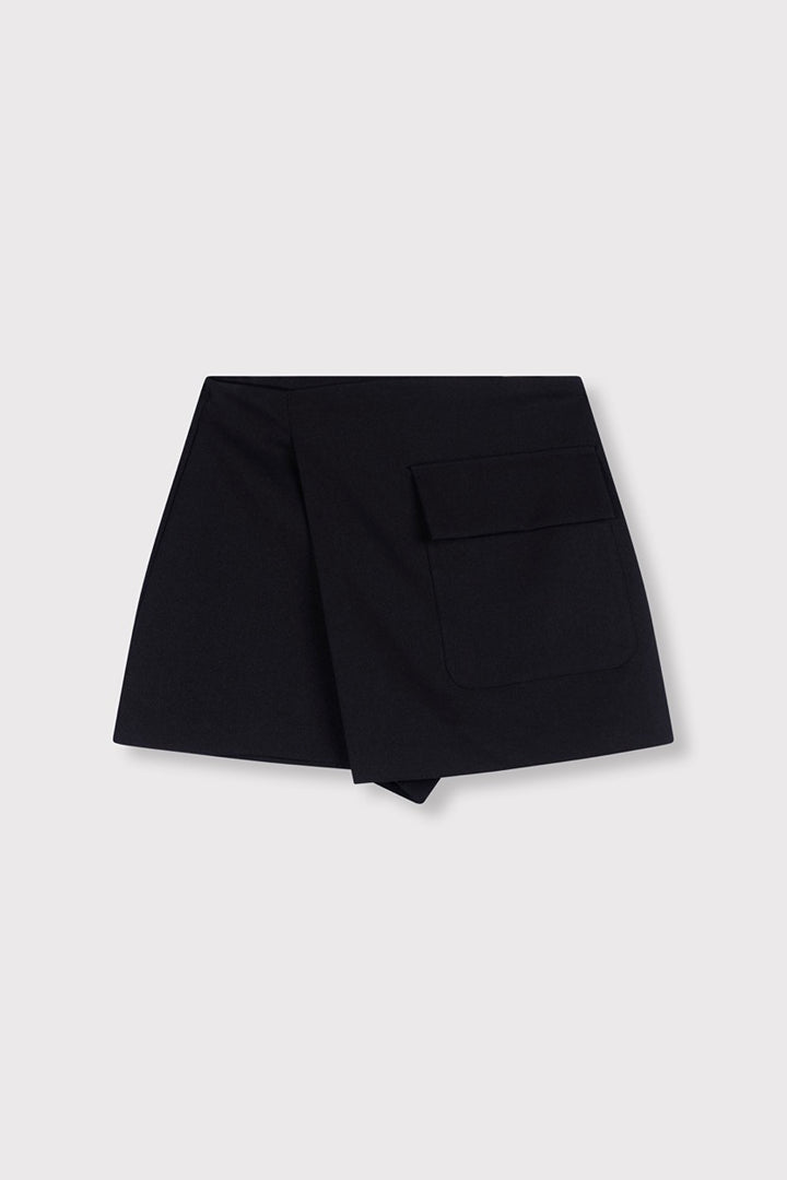 Ladies Woven Flowy Strech Skirt - Zwart