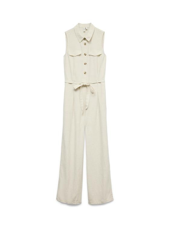 Vmjosephine S/l Jumpsuit Wvn Btq - Beige