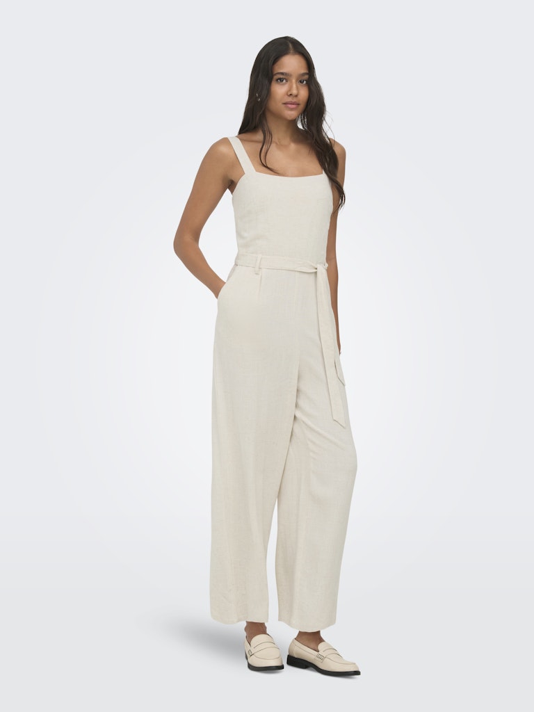 Onlsiesta Linen Bl Belt Jumpsuit Pnt - Beige