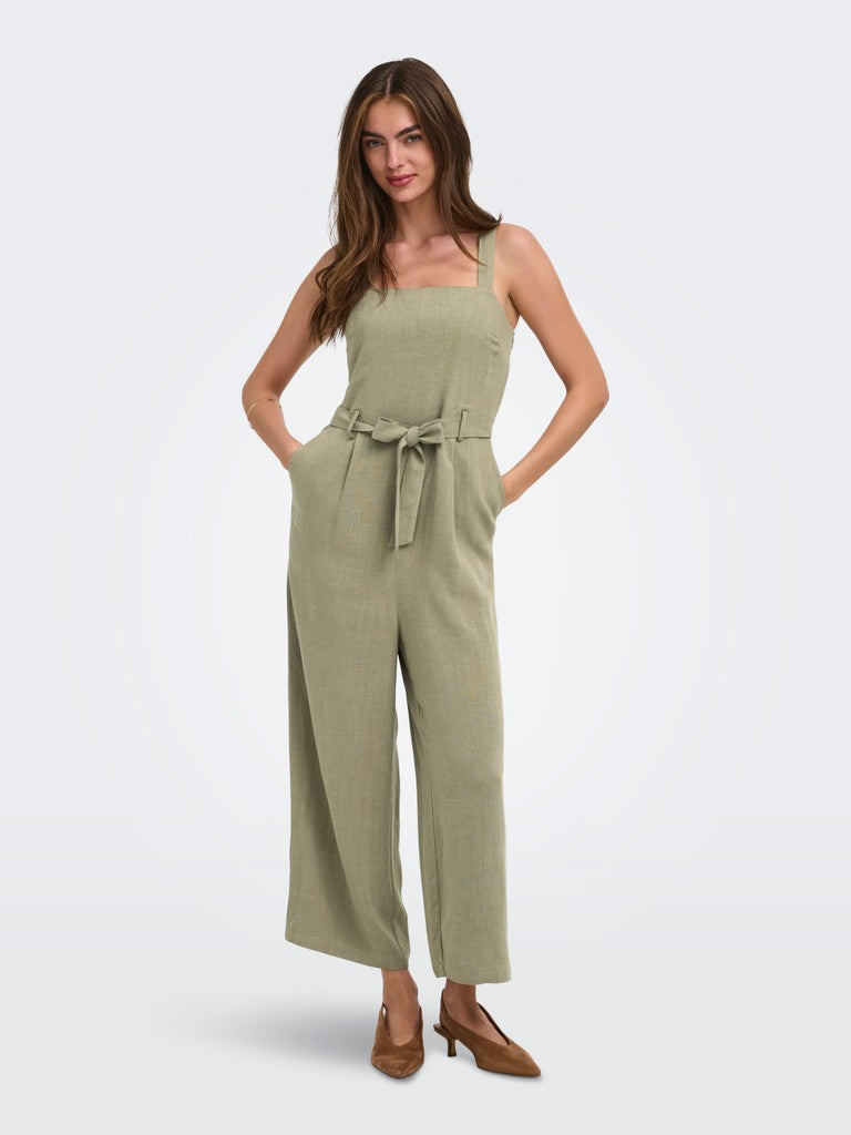 Onlsiesta Linen Bl Belt Jumpsuit Pnt - Army