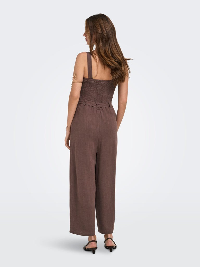 Onlsiesta Linen Bl Belt Jumpsuit Pnt - Bruin