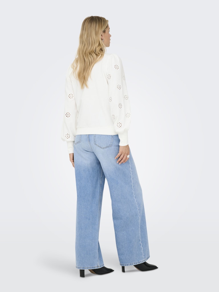 Onlfemme L/s Puff Embroidery Ub Swt - Off-white