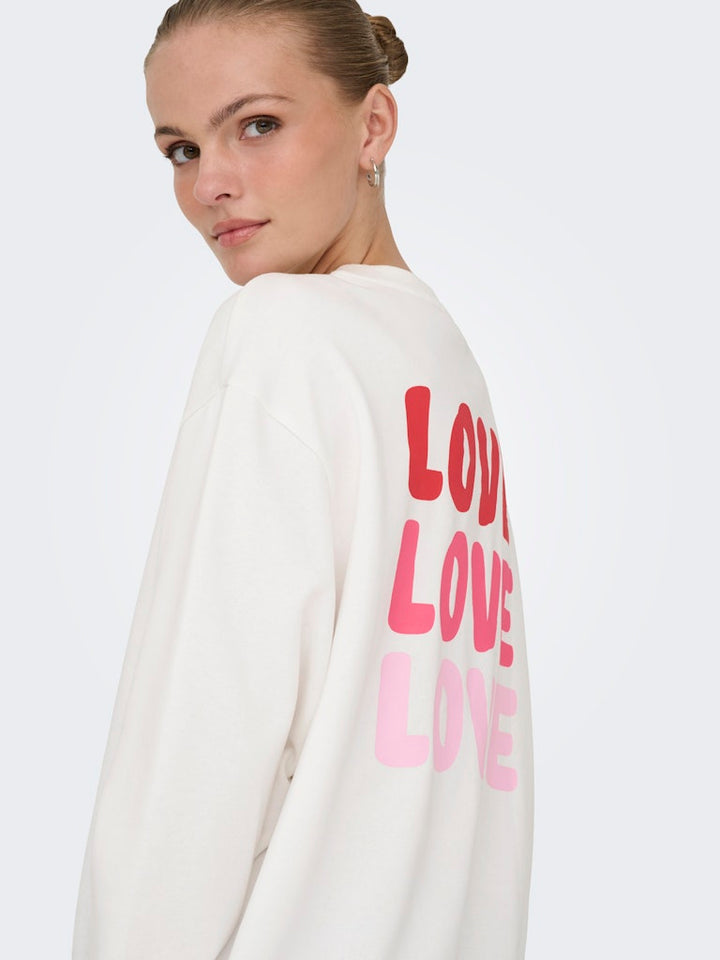 Jdynanna Life L/s Text Sweat Jrs Dia - Off-white