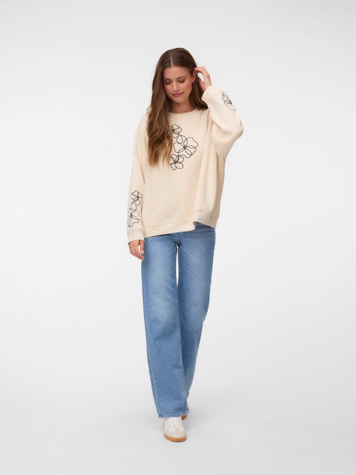 Vmbriana Ivalo Ls Sweat Top Jrs - Ecru