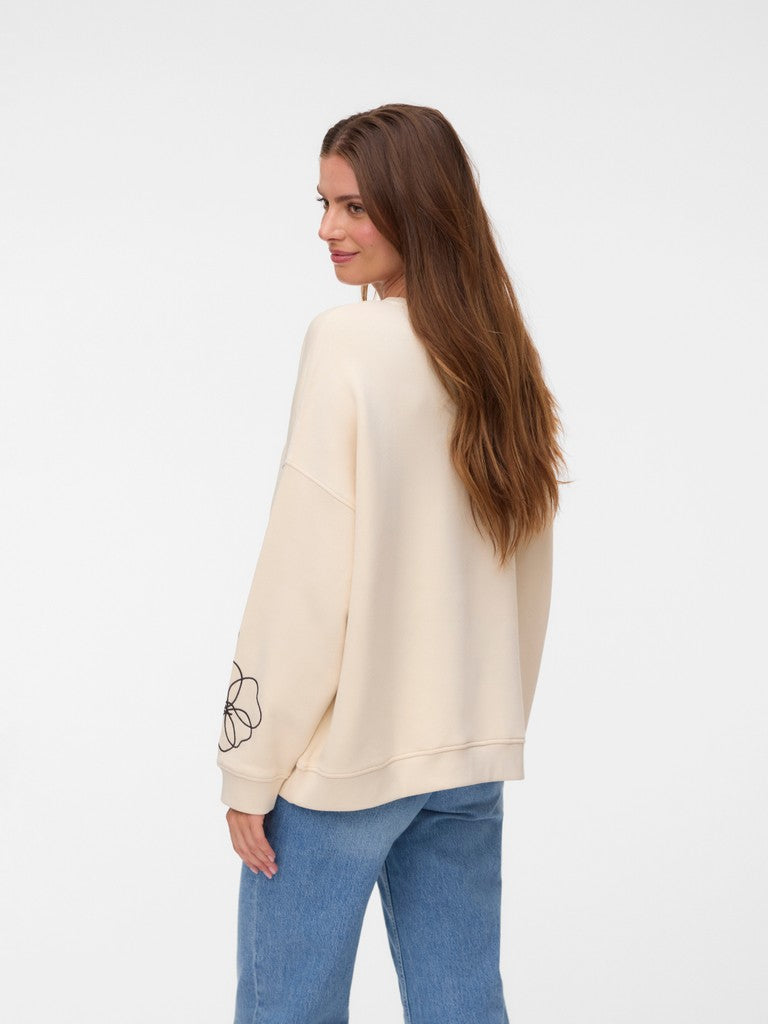 Vmbriana Ivalo Ls Sweat Top Jrs - Ecru