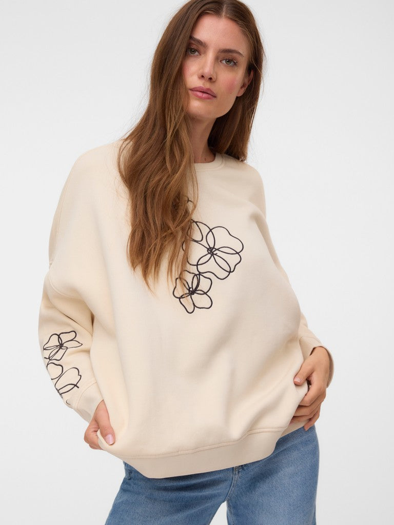 Vmbriana Ivalo Ls Sweat Top Jrs - Ecru