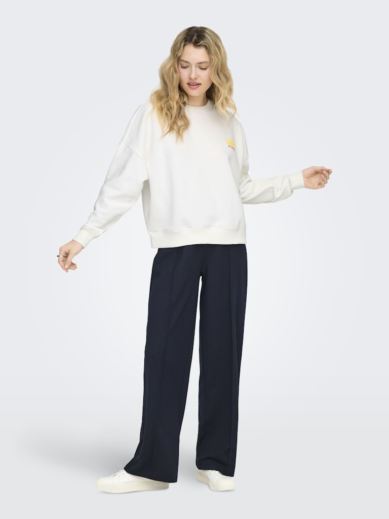 Onlliny L/s O-neck Print Cs Swt - Wit