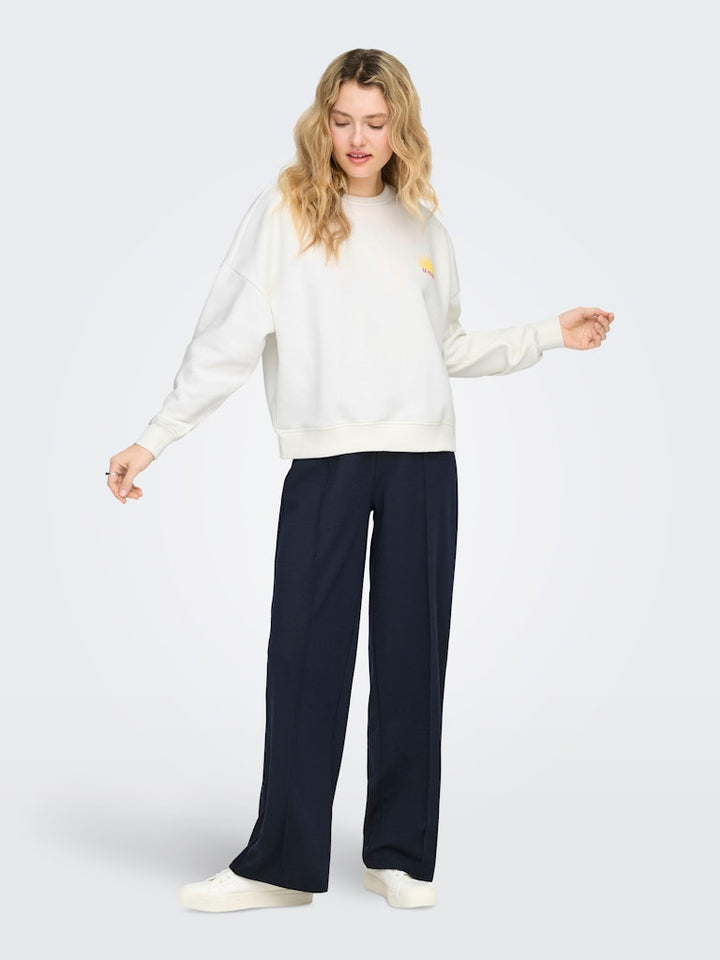 Onlliny L/s O-neck Print Cs Swt - Wit