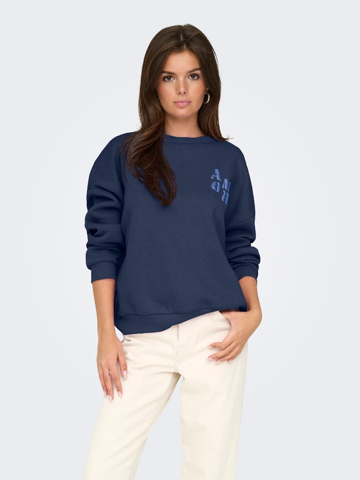 Onlmarey L/s O-neck Print Box Cs Swt - Navy