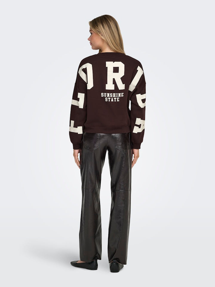 Onlsweat L/s Back/sleeve Print Swt Noos - Bordeaux