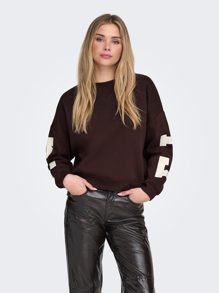Onlsweat L/s Back/sleeve Print Swt Noos - Bordeaux