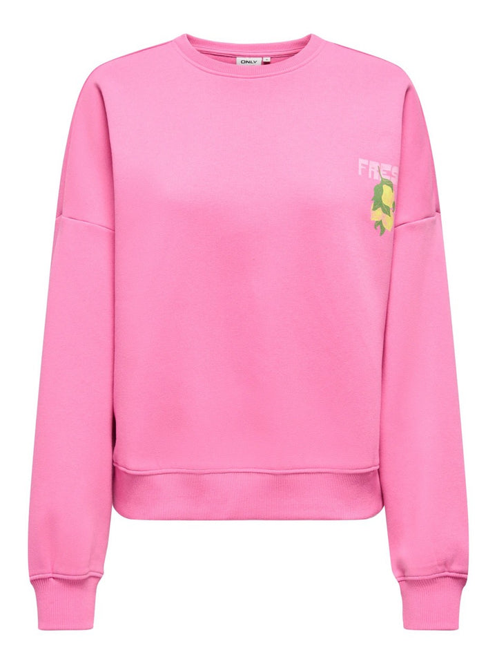 Onlliny L/s O-neck Print Cs Swt - Roze
