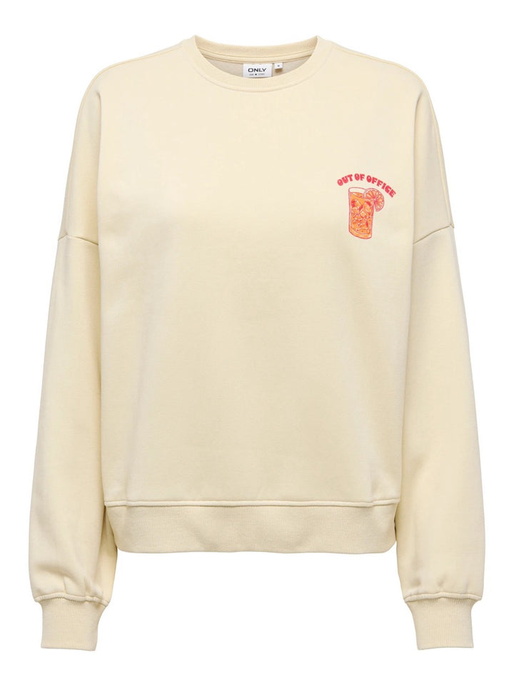 Onlliny L/s O-neck Print Cs Swt - Beige
