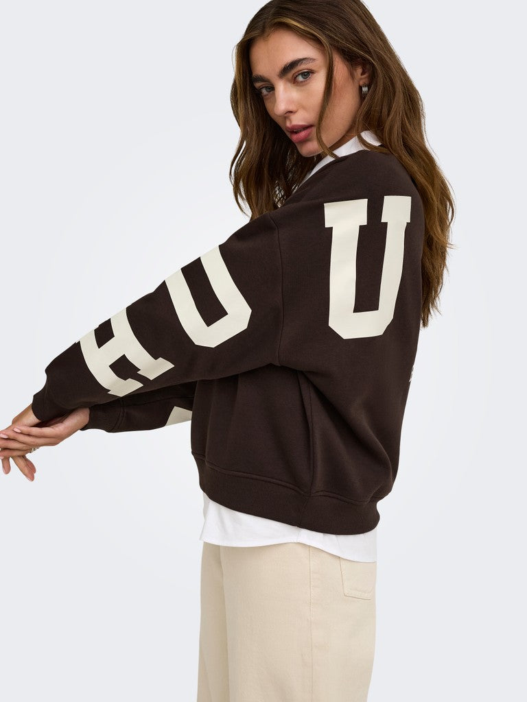 Onlsweat L/s Back/sleeve Print Swt Noos - Bruin