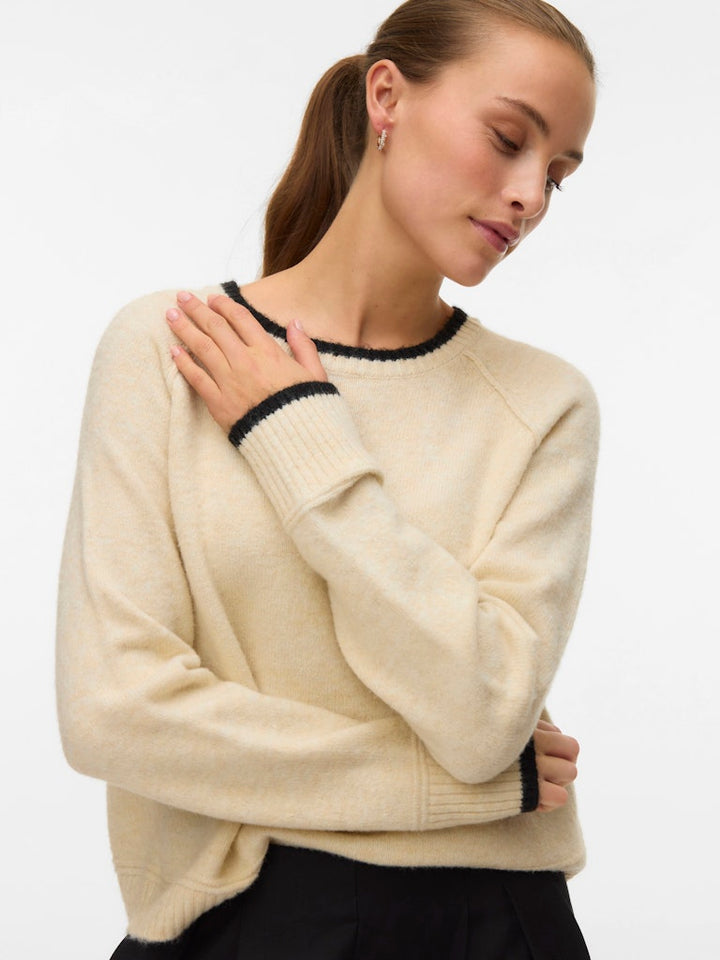 Vmaquarius Ls O-neck Raglan Pullover Bf - Ecru