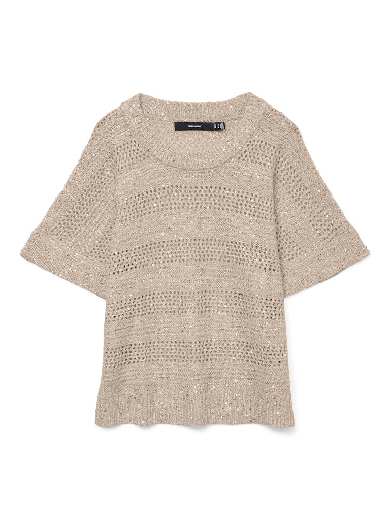 Vmleilani Stripe Ss O-neck Pullover - Zand