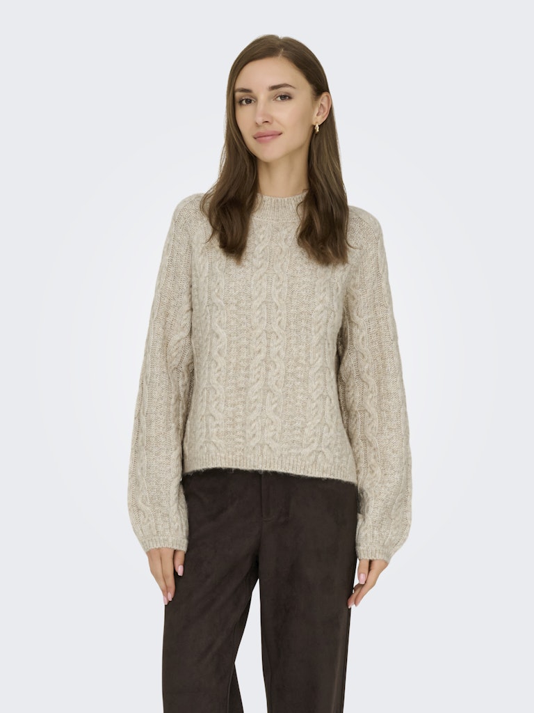 Jdysilja L/s Hn Cable Pullover Knt - Beige