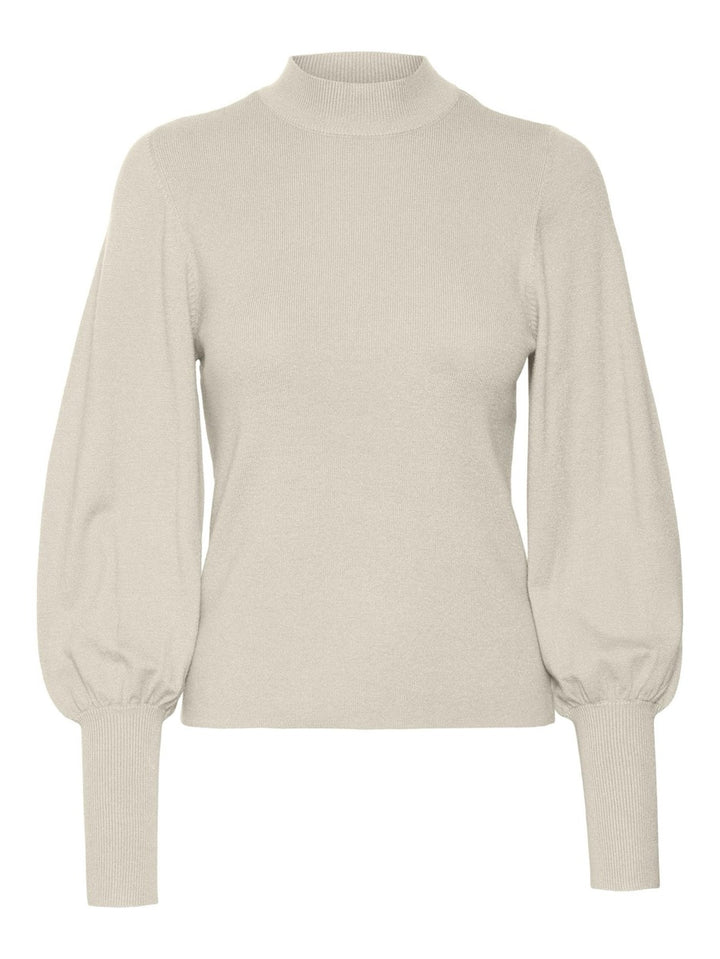 Vmhollykarispuff Ls Highnk Pullov G - Beige