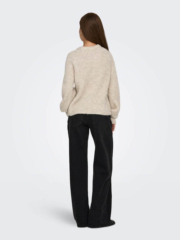 Onlgila Life Ls Structure O-neck Bf Knt - Beige