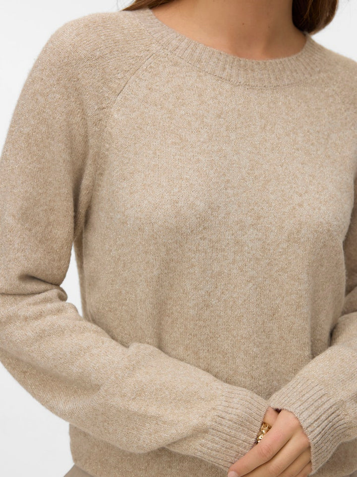 Vmdoffyshine Ls O-neck Blouse Rep Noos - Beige