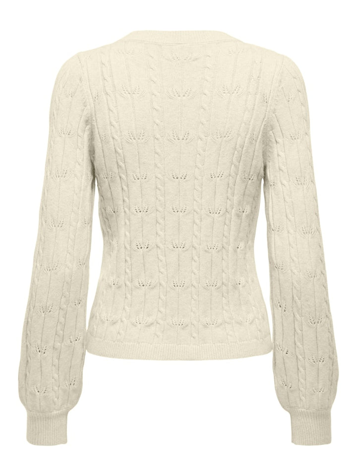 Onlkatia Ls Structure O-neck Pull Cc Knt - Beige