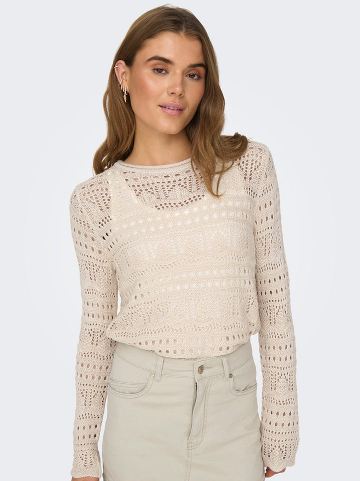Jdysun Lay L/s Boatneck Pullov. Knt - Beige