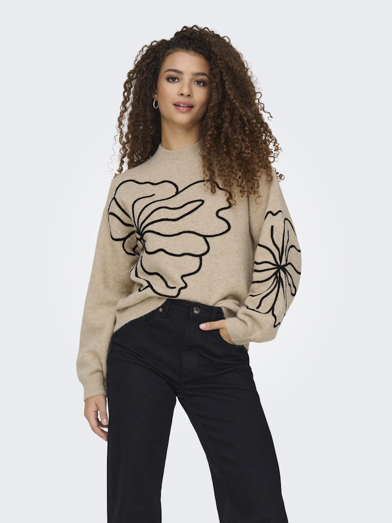 Jdyjella L/s Flower Pullover Knt Noos - Zand Dessin