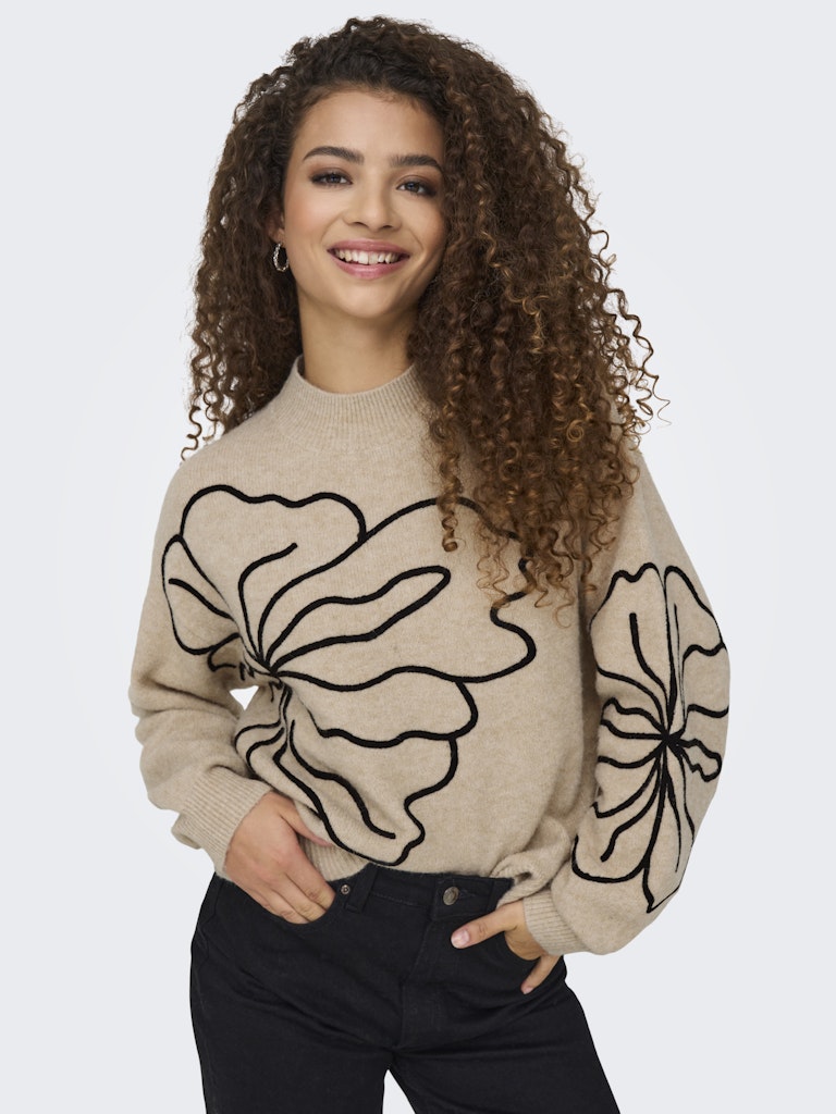 Jdyjella L/s Flower Pullover Knt Noos - Zand Dessin
