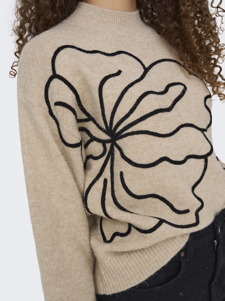 Jdyjella L/s Flower Pullover Knt Noos - Zand Dessin